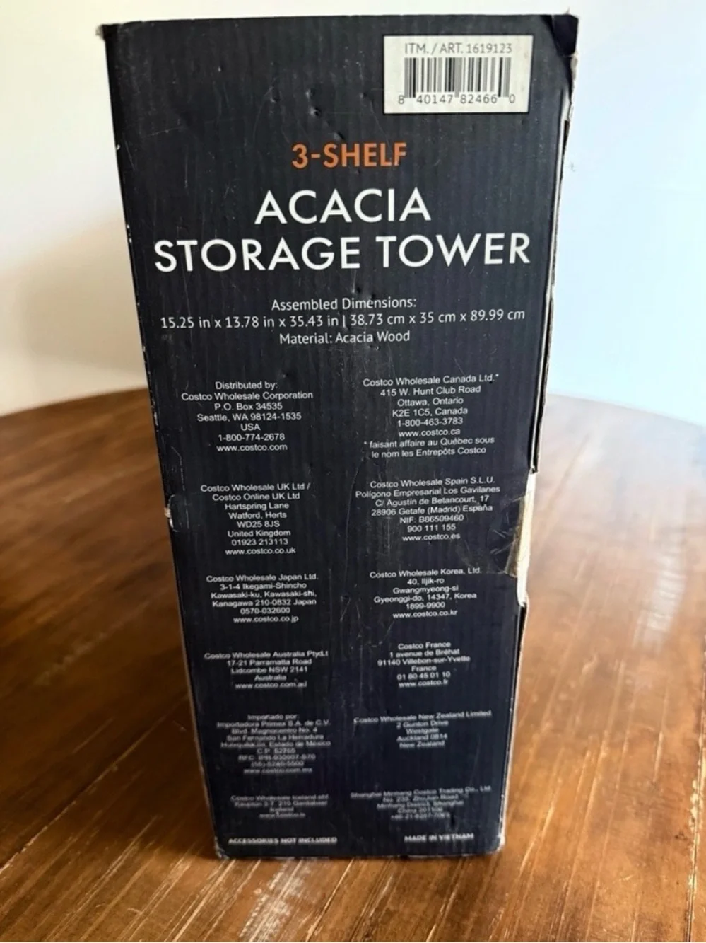 Mesa 3 Tier Acacia Storage Tower Wooden Bathroom Shelf - Natural Brown Brand New